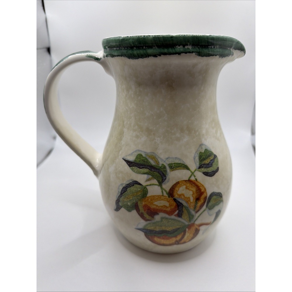 Vintage Himark Peach‎ Ceramic Pitcher made in Italy. 8'' Tall. Never Used.
